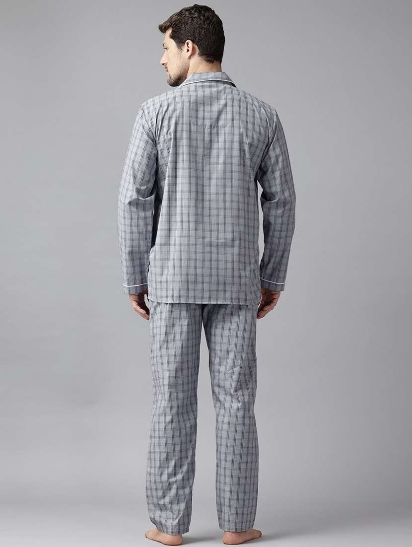 men checkered long sleeve nightwear set - 22069521 - Standard Image - 3