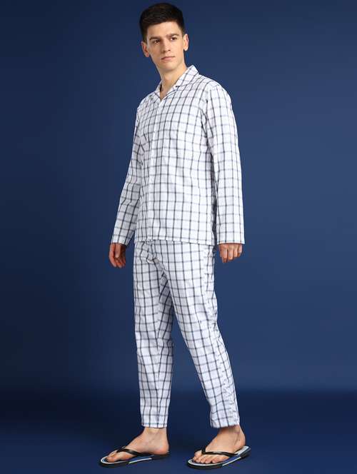 men checkered long sleeve nightwear set - 22069523 -  Standard Image - 0