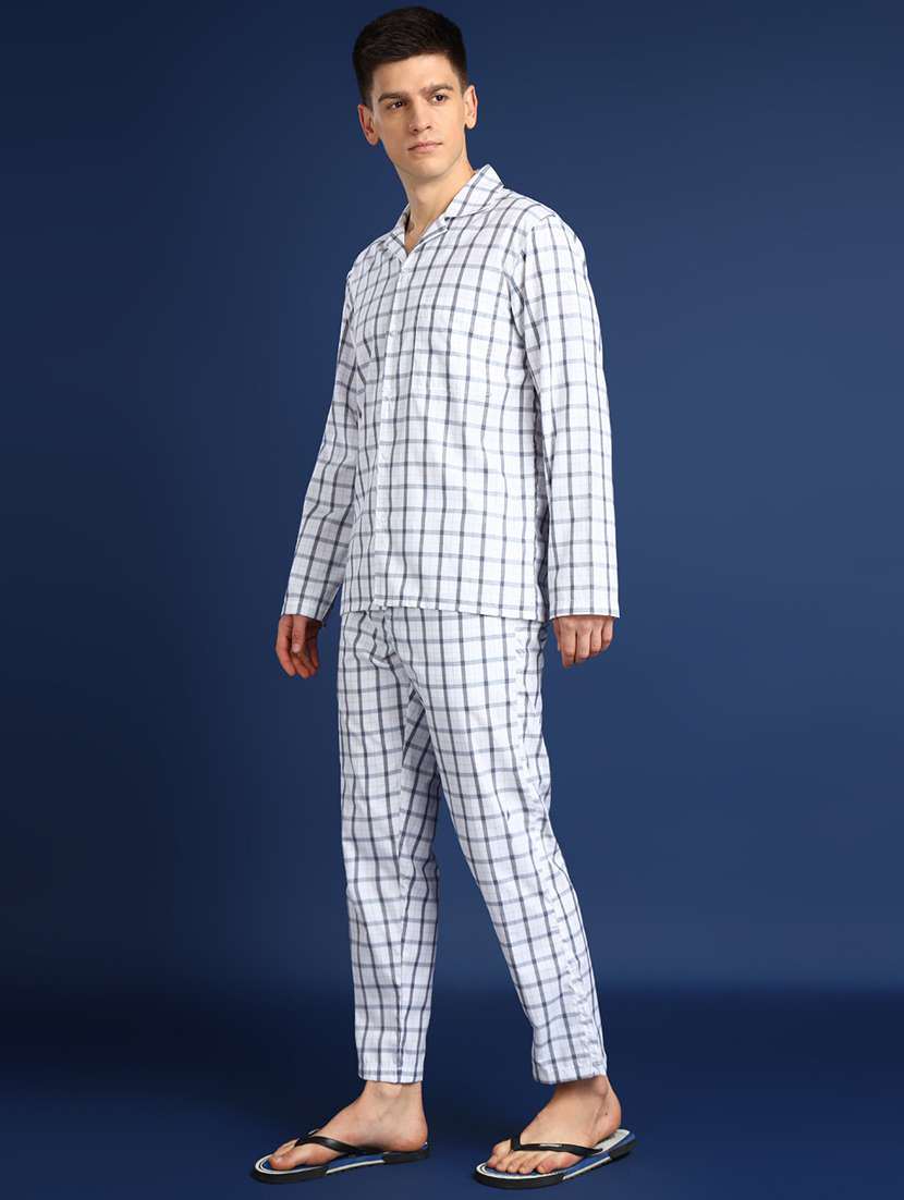 men checkered long sleeve nightwear set - 22069523 -  Zoom Image - 0