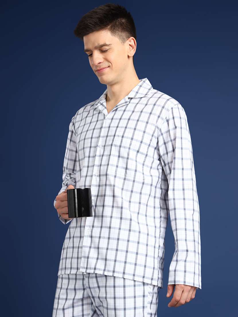 men checkered long sleeve nightwear set - 22069523 - Standard Image - 3