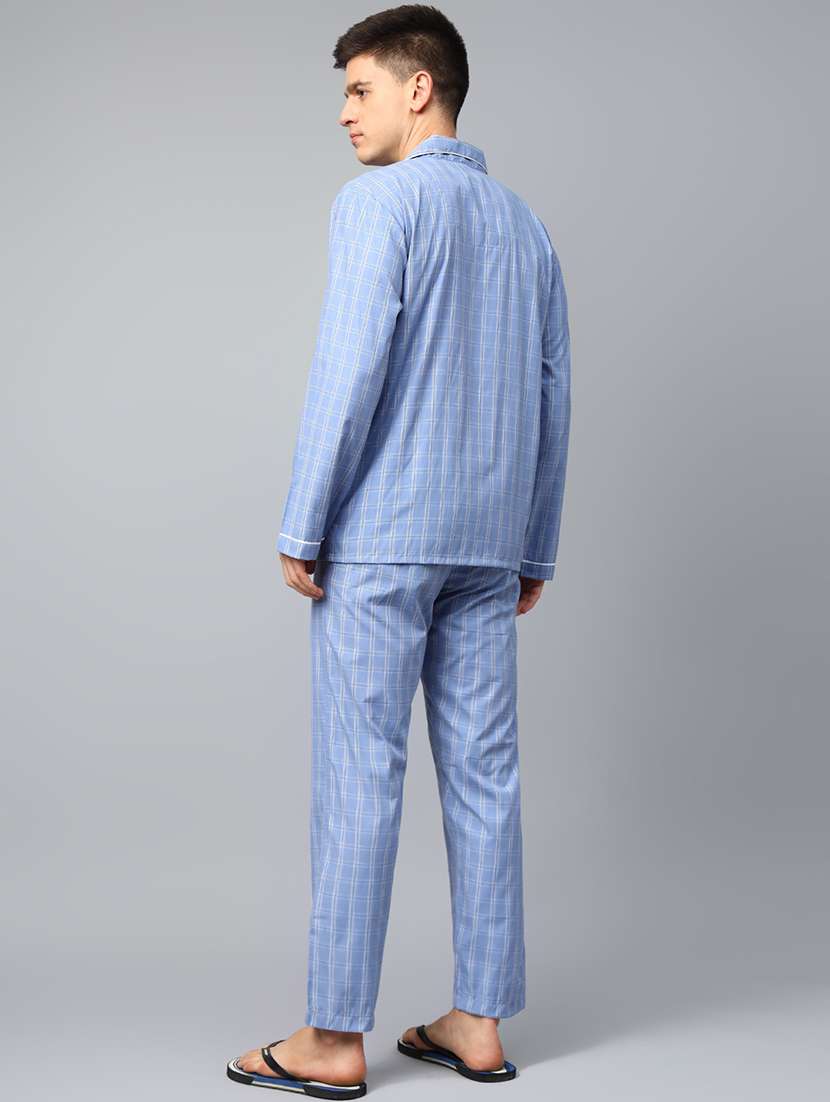 men checkered long sleeve nightwear set - 22069524 - Standard Image - 3