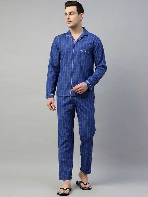 men checkered long sleeve nightwear set - 22069526 -  Standard Image - 0