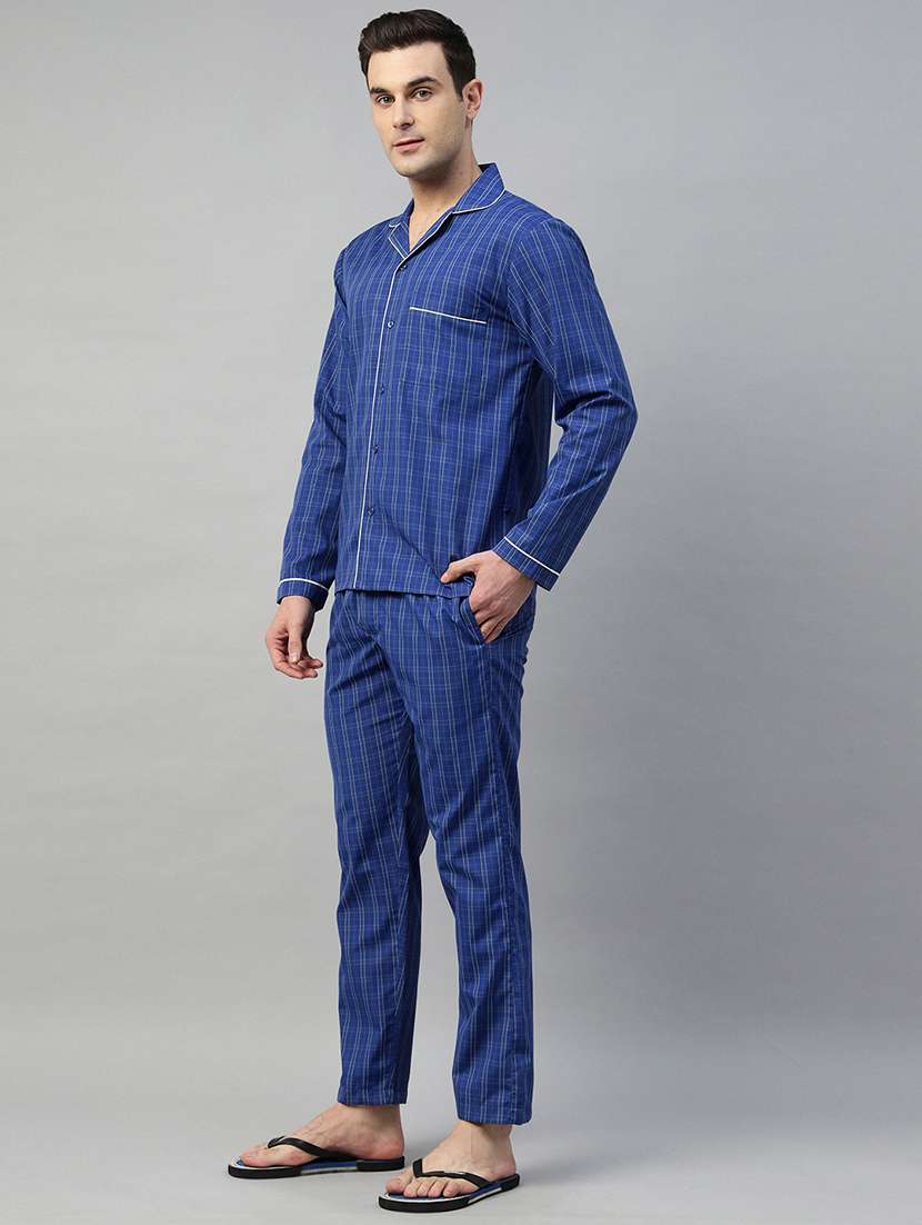 men checkered long sleeve nightwear set - 22069526 - Standard Image - 3