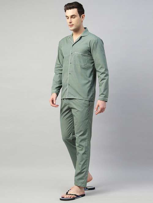 men checkered long sleeve nightwear set - 22069527 -  Standard Image - 0