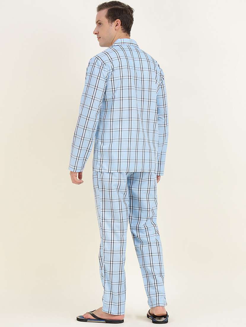 men checkered long sleeve nightwear set - 22069533 - Standard Image - 3