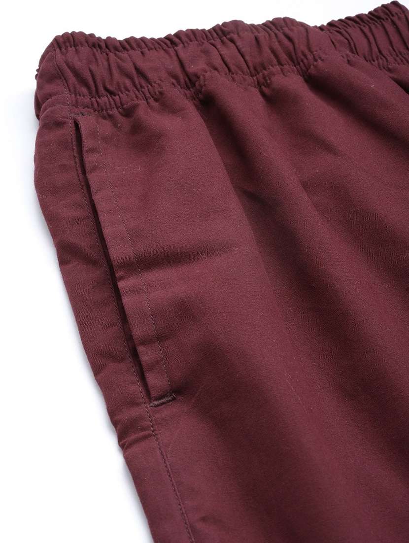 men maroon solid long sleeve sleepwear set - 22069539 -  Standard Image - 3
