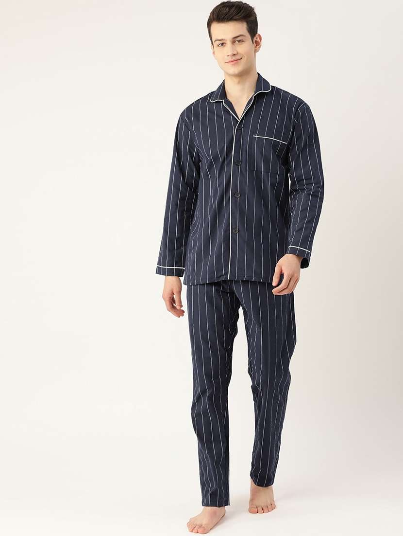 men striped long sleeve sleepwear set