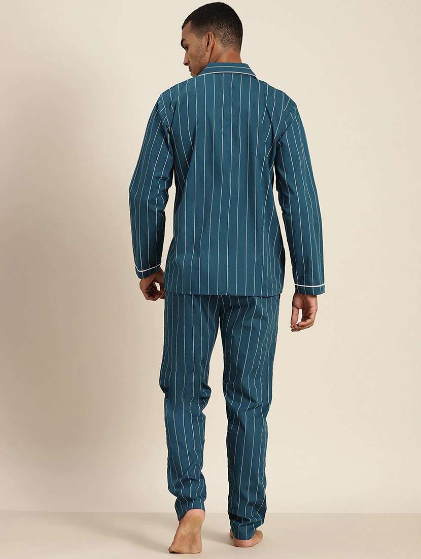 men striped long sleeve sleepwear set - 22069548 -  Standard Image - 3