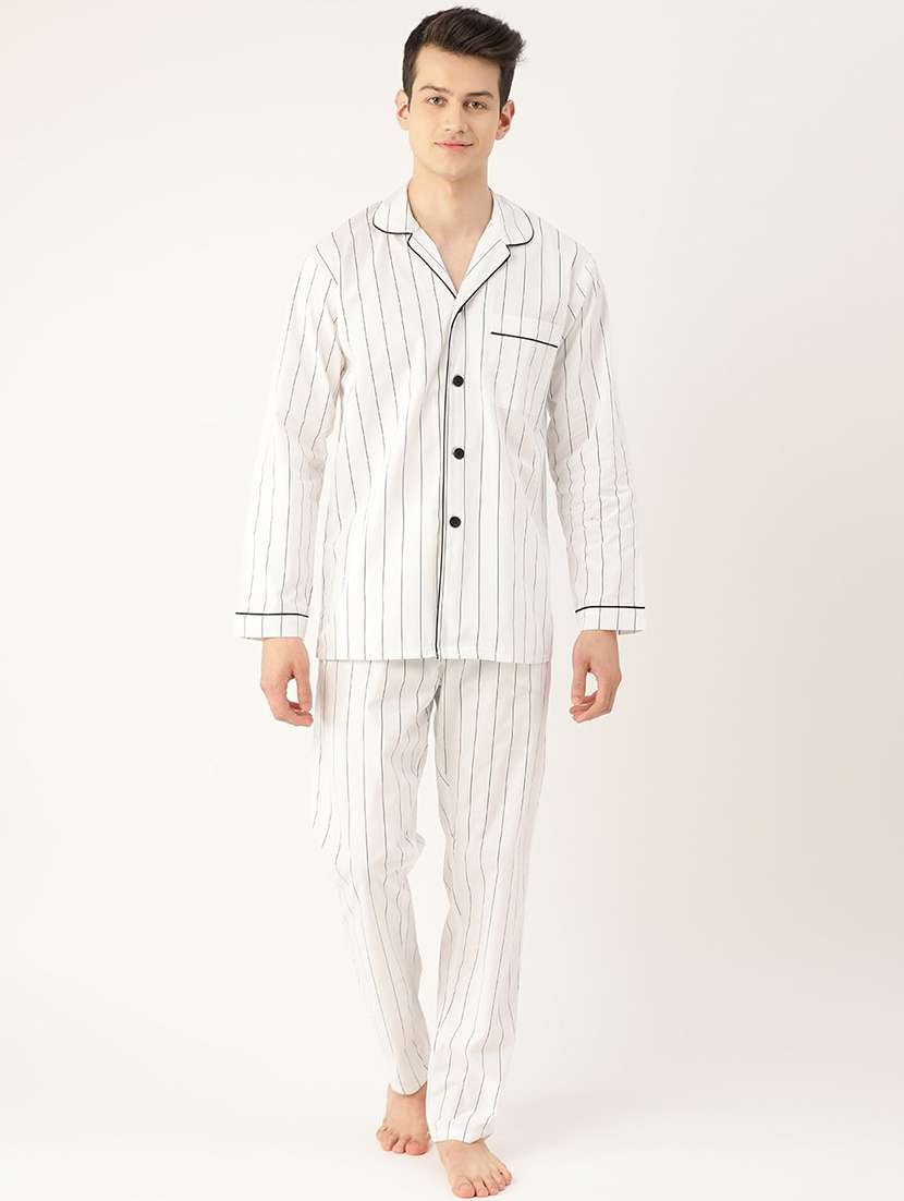 men striped long sleeve sleepwear set - 22069549 -  Zoom Image - 0