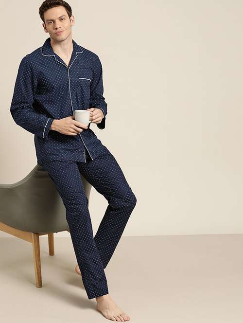 men polka doted long sleeve sleepwear set - 22069551 -  Standard Image - 0