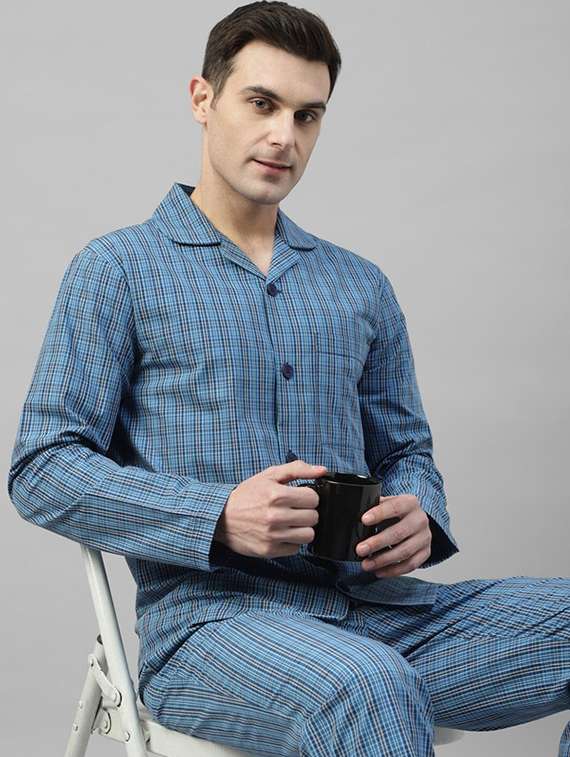 men printed long sleeve sleepwear set