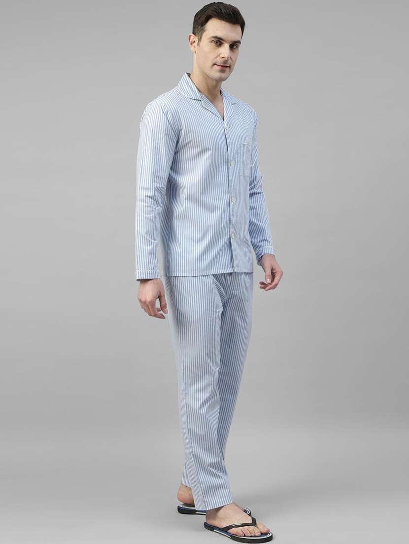 men striped long sleeve sleepwear set - 22069555 -  Standard Image - 3
