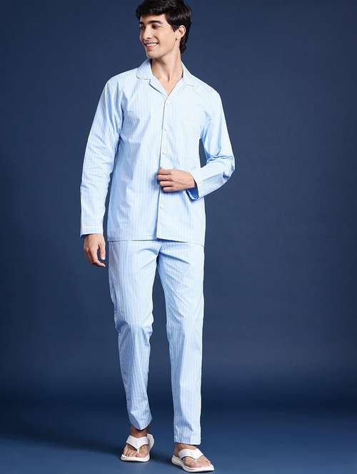men striped long sleeve sleepwear set - 22069557 -  Standard Image - 0