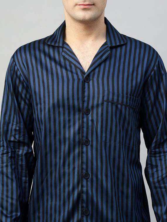 men striped long sleeve sleepwear set - 22069570 - Standard Image - 5