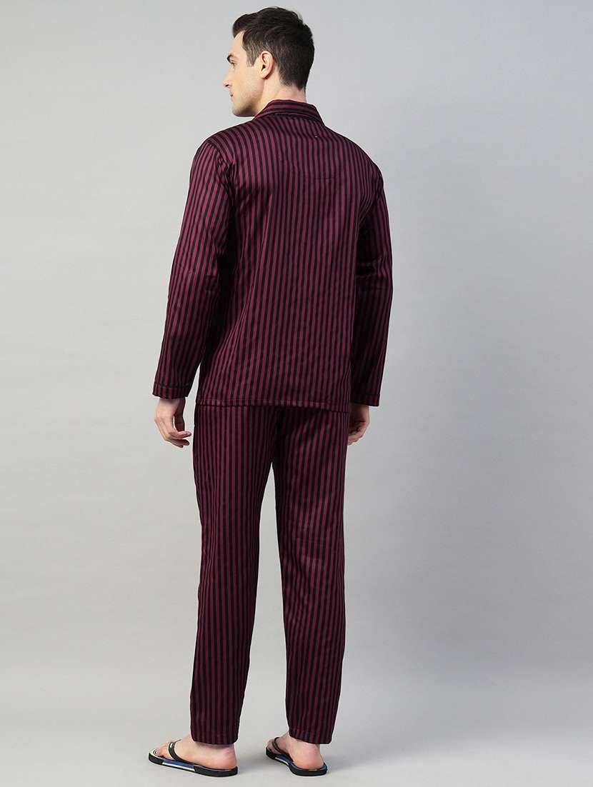 men striped long sleeve sleepwear set - 22069571 -  Standard Image - 3