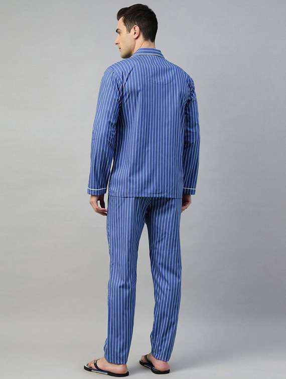 men striped long sleeve sleepwear set - 22069572 -  Standard Image - 3