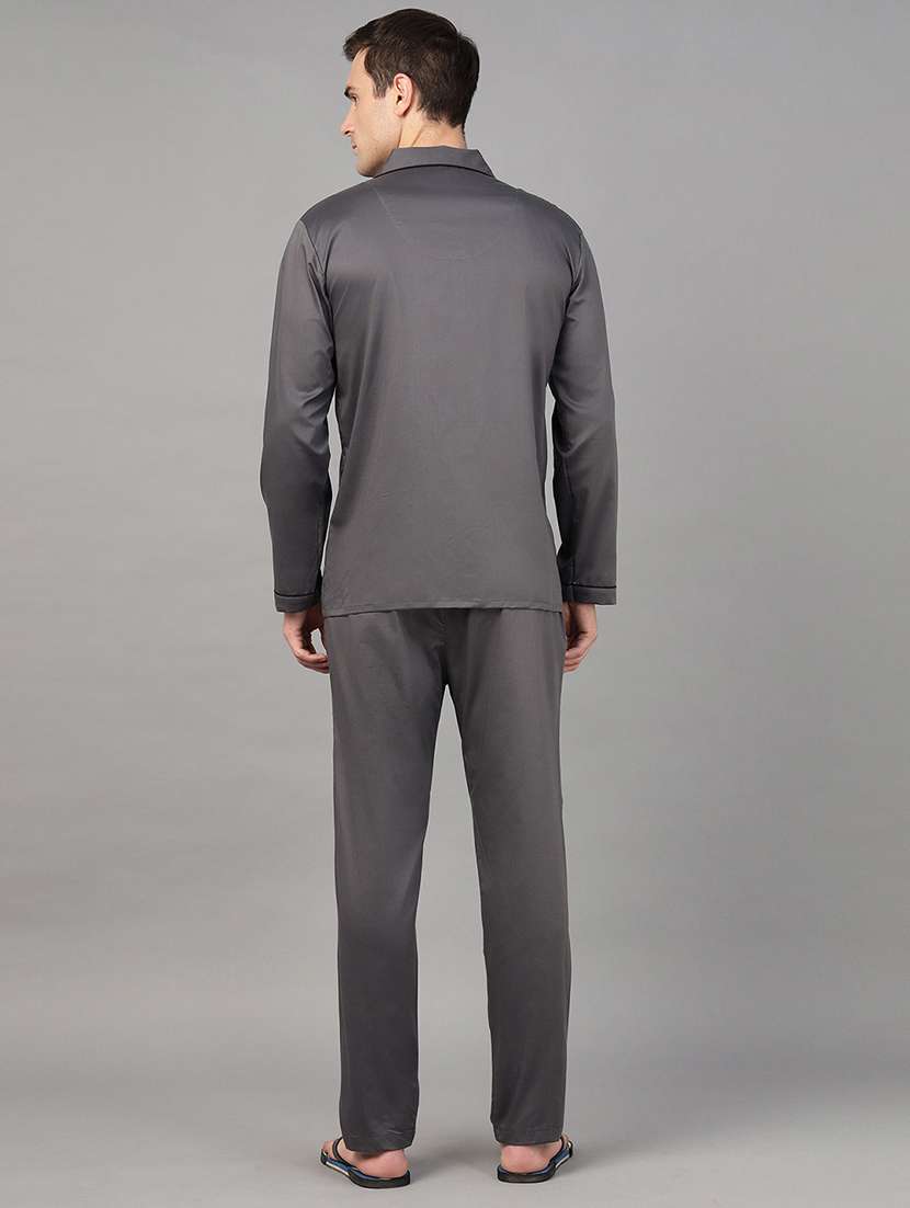 men solid long sleeve sleepwear set - 22069574 -  Standard Image - 3