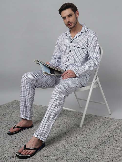 men checkered long sleeve sleepwear set - 22069577 -  Standard Image - 0