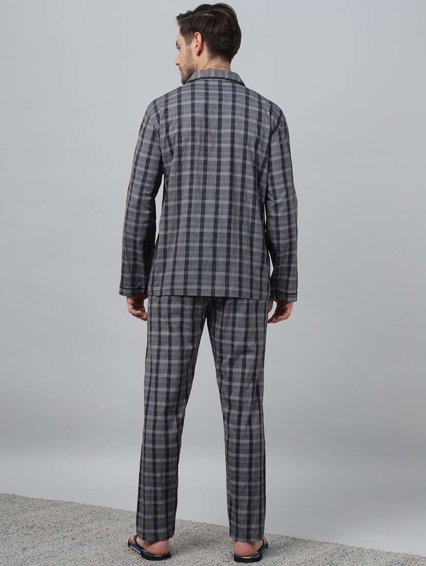 men checkered long sleeve sleepwear set - 22069578 -  Standard Image - 3