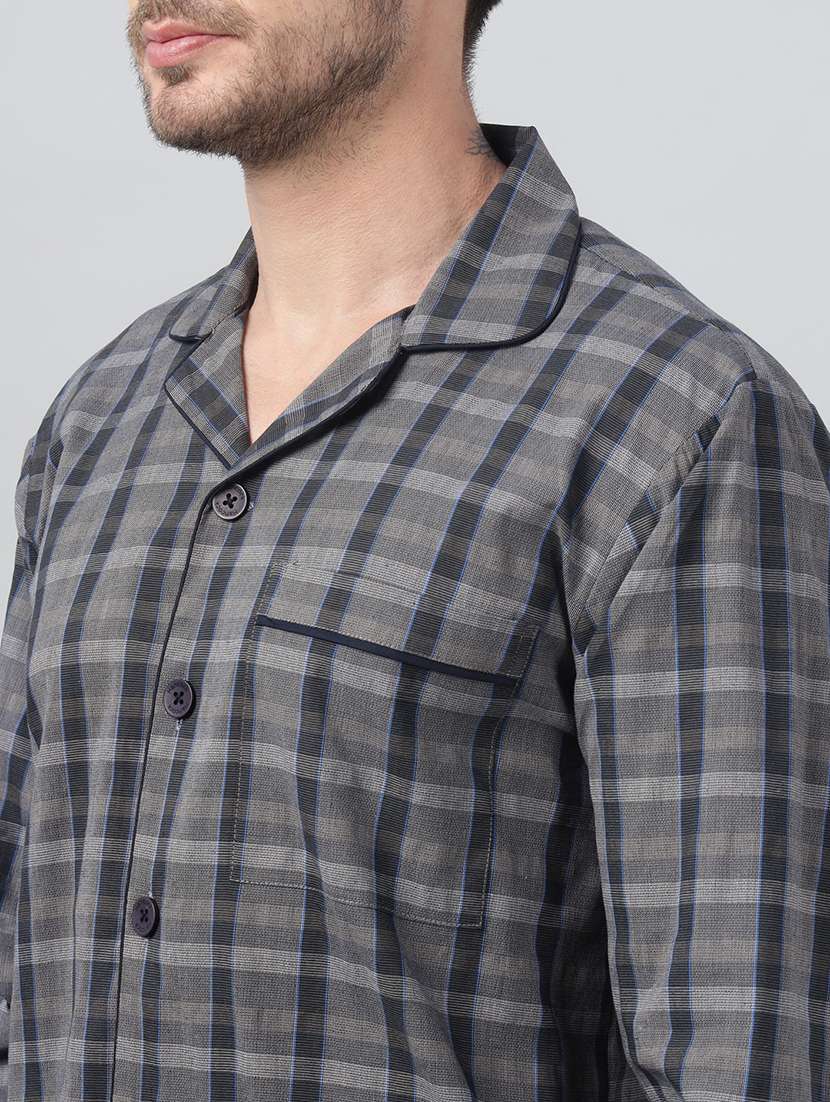 men checkered long sleeve sleepwear set - 22069578 -  Standard Image - 5