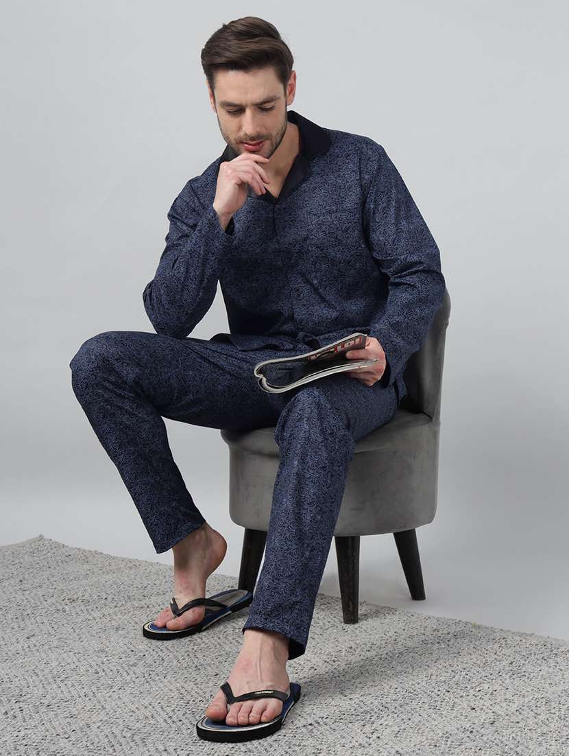 men printed long sleeve sleepwear set