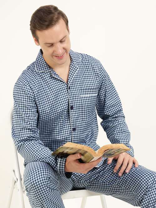 men checkered long sleeve sleepwear set - 22069581 - Standard Image - 0