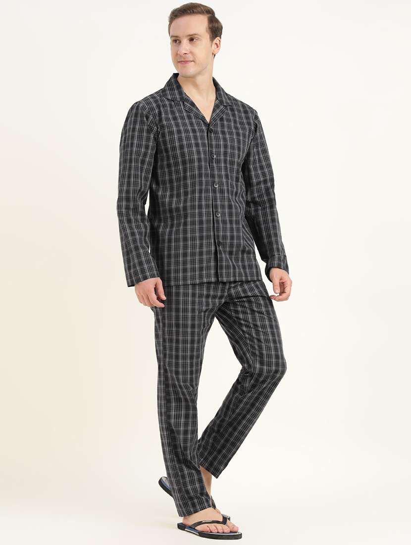 men checkered long sleeve sleepwear set - 22069582 - Standard Image - 3