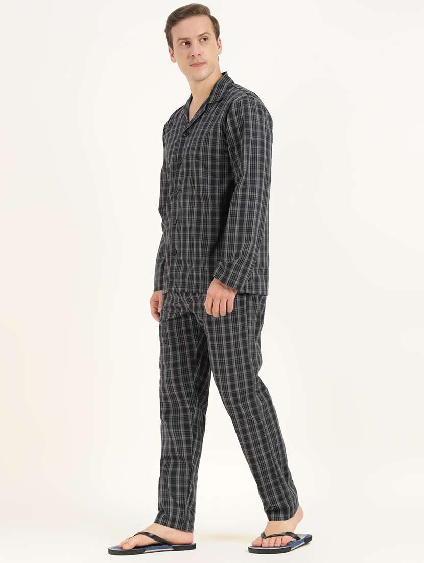 men checkered long sleeve sleepwear set - 22069582 - Standard Image - 5