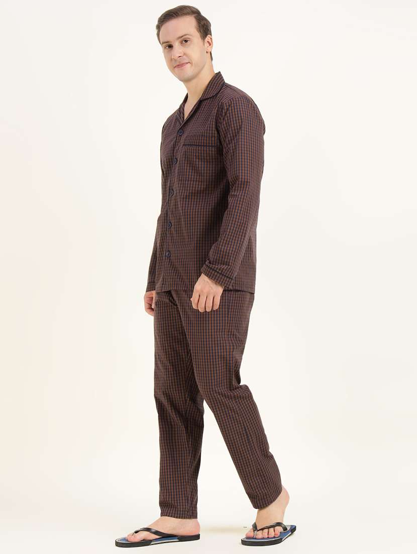 men checkered long sleeve sleepwear set - 22069583 - Standard Image - 3