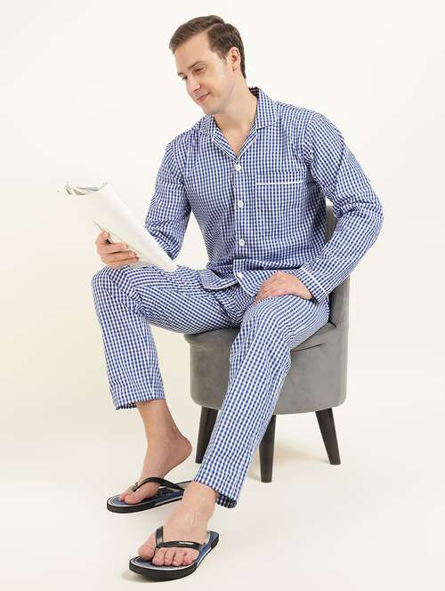 men checkered long sleeve sleepwear set - 22069585 -  Standard Image - 0
