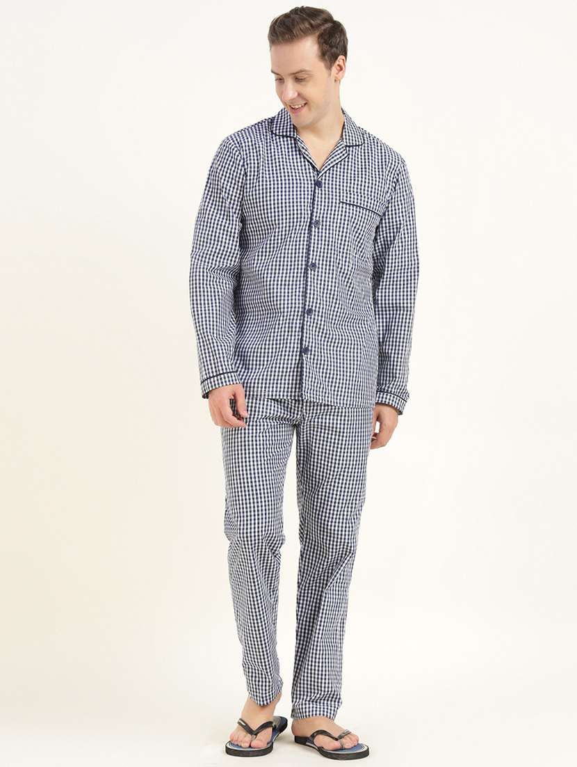 men checkered long sleeve sleepwear set - 22069586 - Standard Image - 3