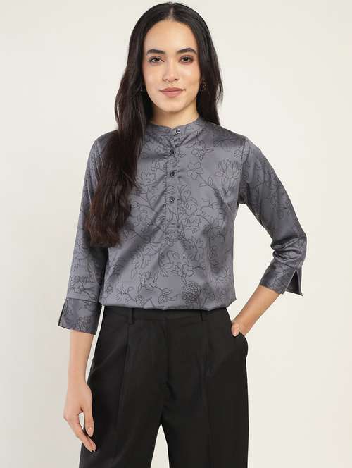 women solid three quarter sleeve top - 22069611 -  Standard Image - 0