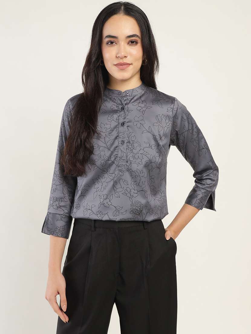 women solid three quarter sleeve top - 22069611 -  Zoom Image - 0