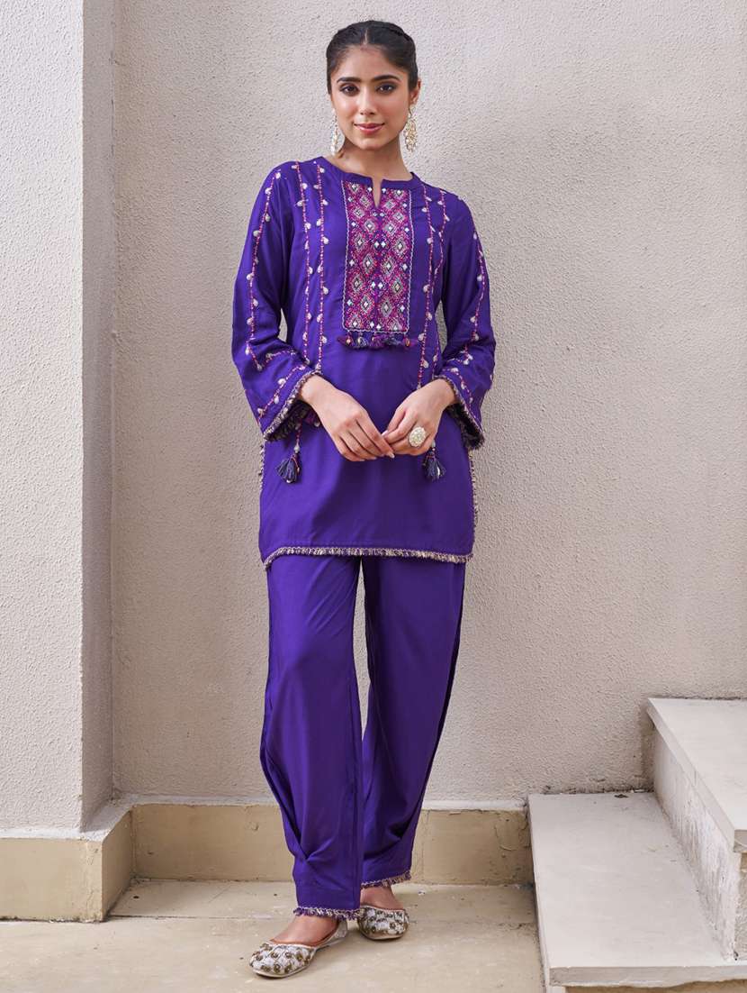 women embroidered long sleeve ethnic co-ord set - 22069627 -  Zoom Image - 0