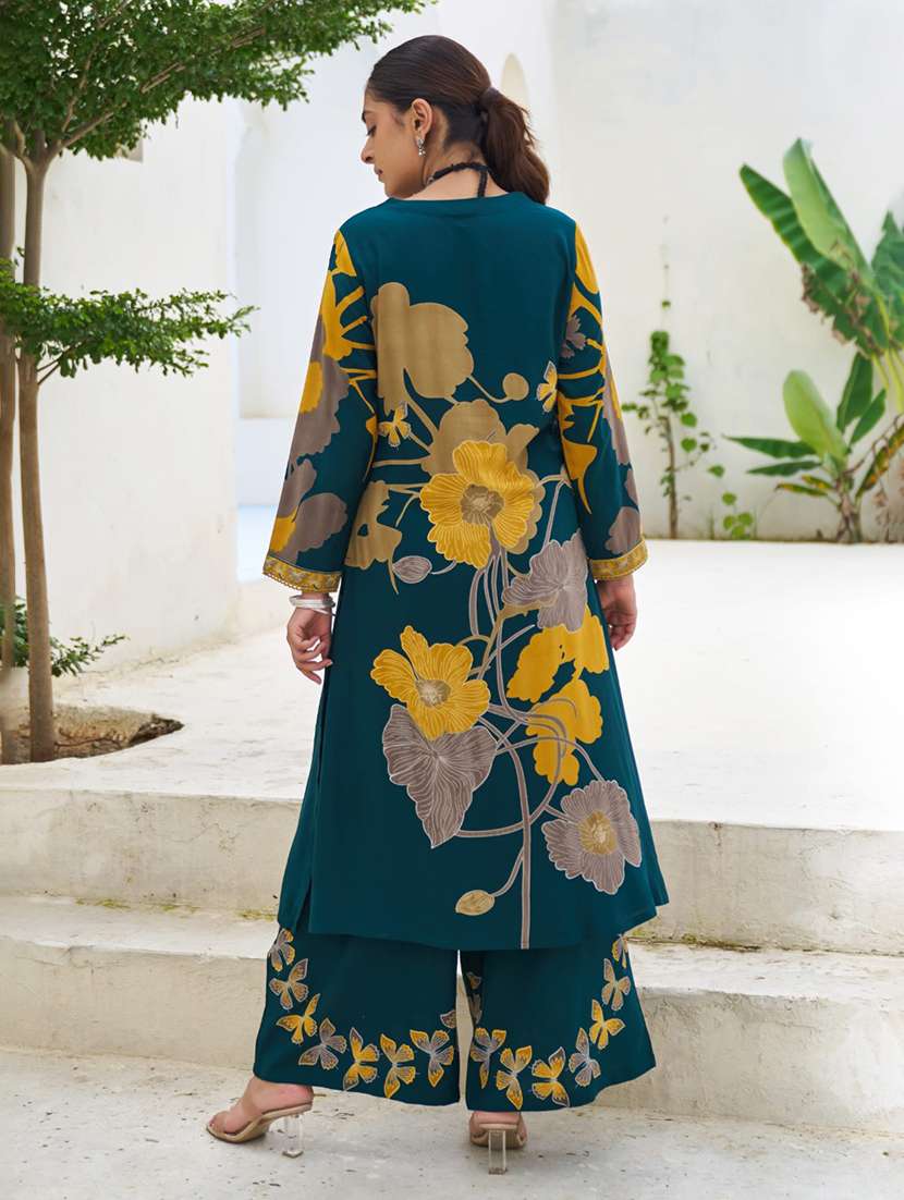 women floral printed long sleeve kurta palazzo set - 22069648 - Standard Image - 3