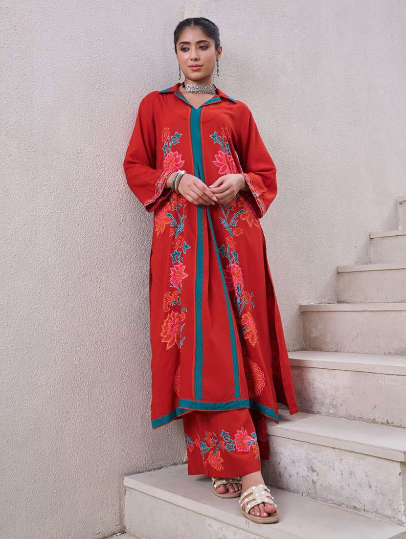 women floral printed long sleeve kurta palazzo set - 22069650 - Standard Image - 3