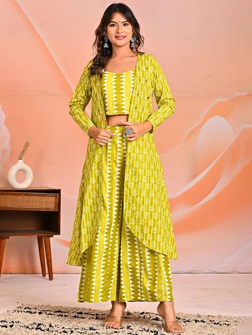 women printed long sleeve fusion set - 22069670 - Standard Image - 0