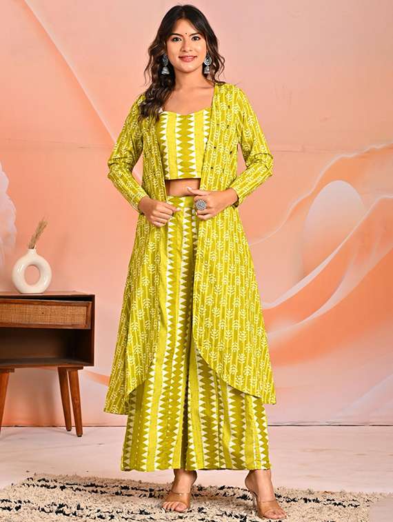 women printed long sleeve fusion set