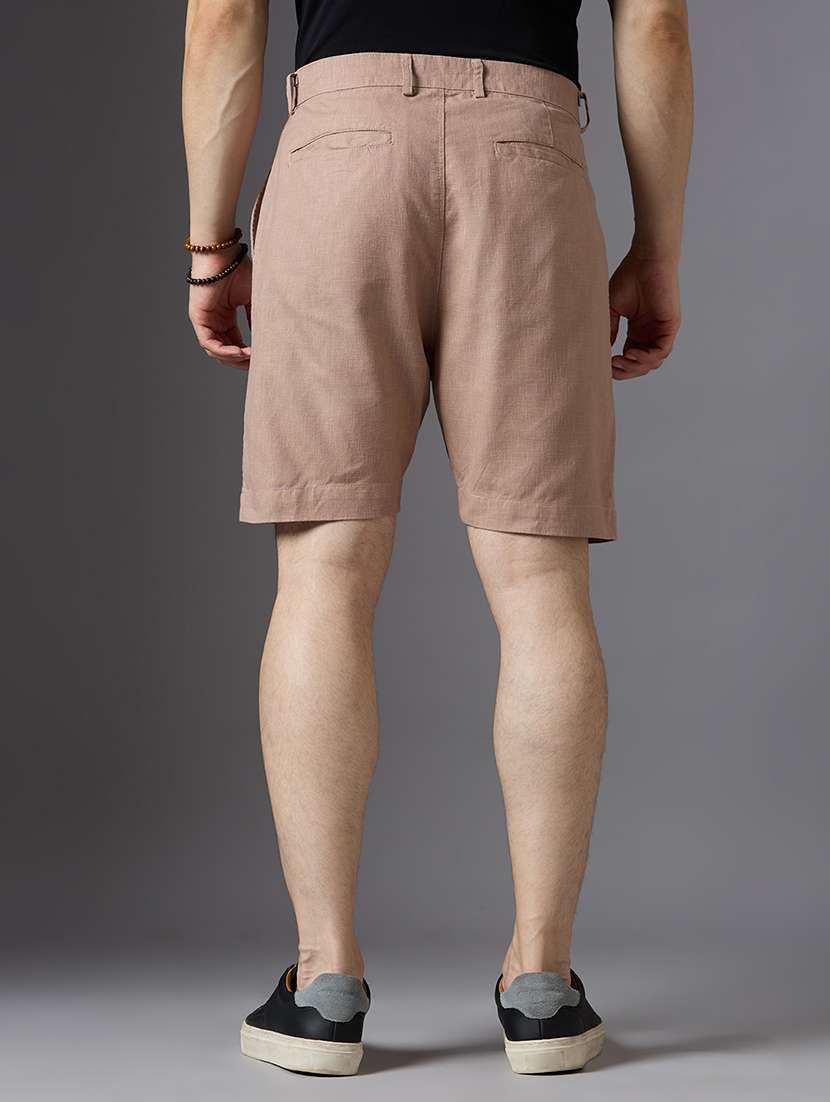 men solid mid rise regular fit shorts - 22069677 - Standard Image - 3