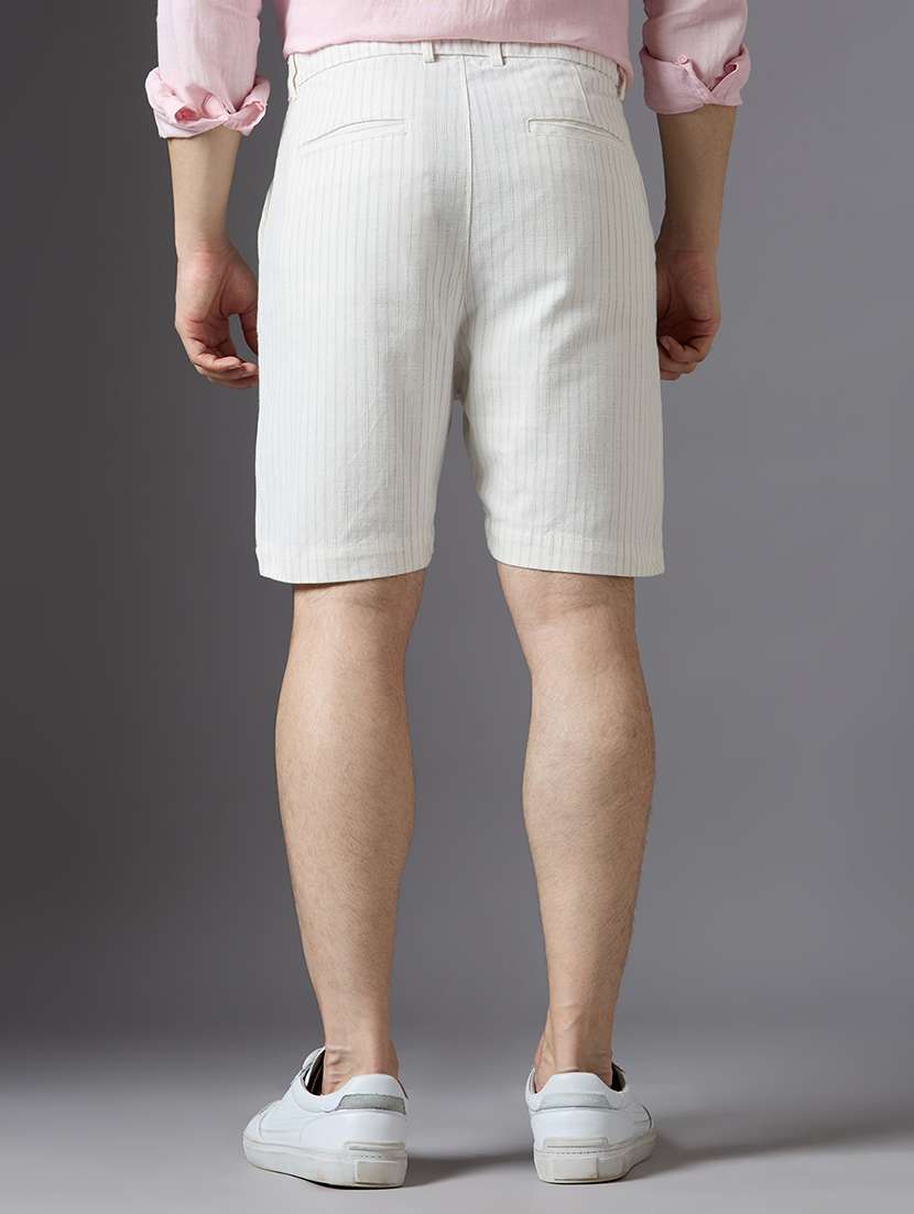 men striped mid rise regular fit shorts - 22069689 - Standard Image - 3