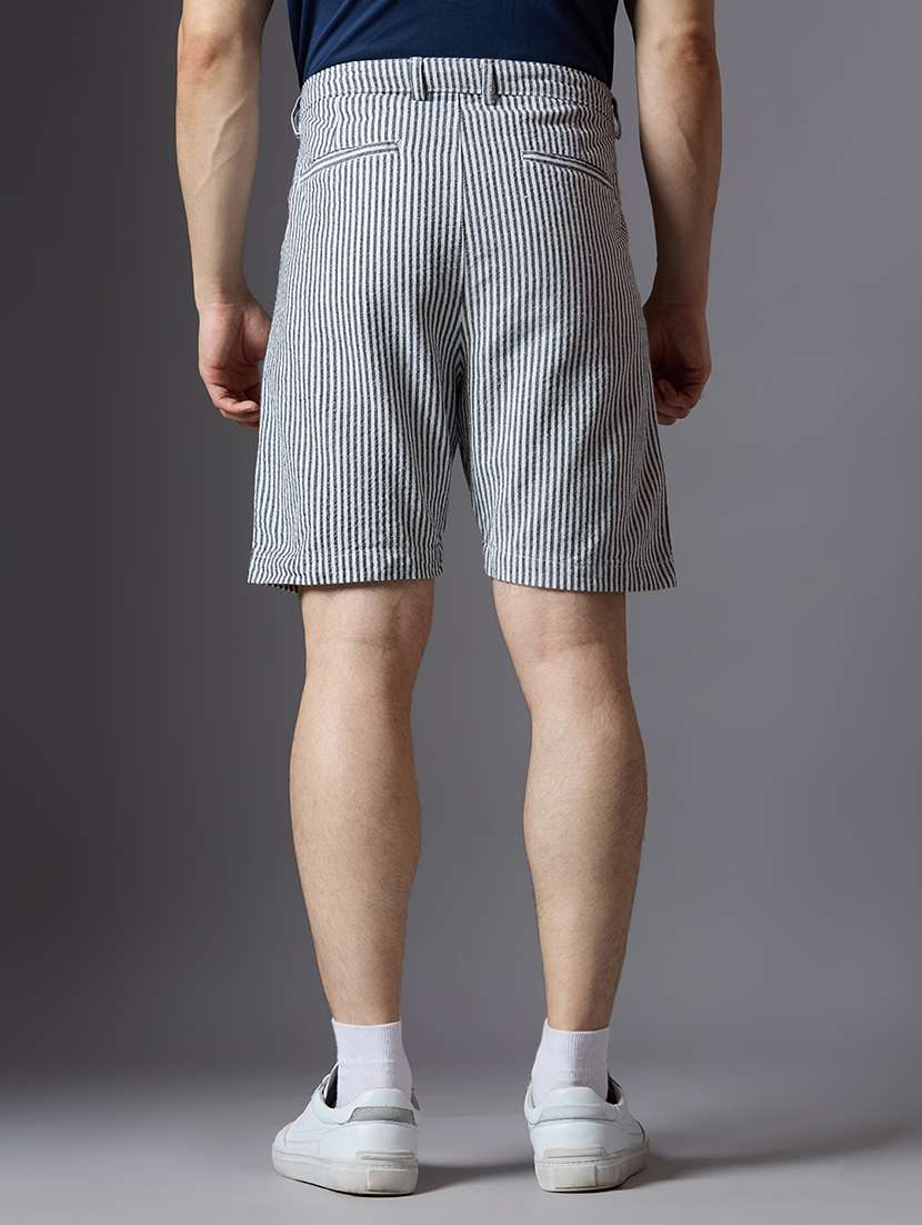men striped mid rise regular fit shorts - 22069693 -  Standard Image - 3
