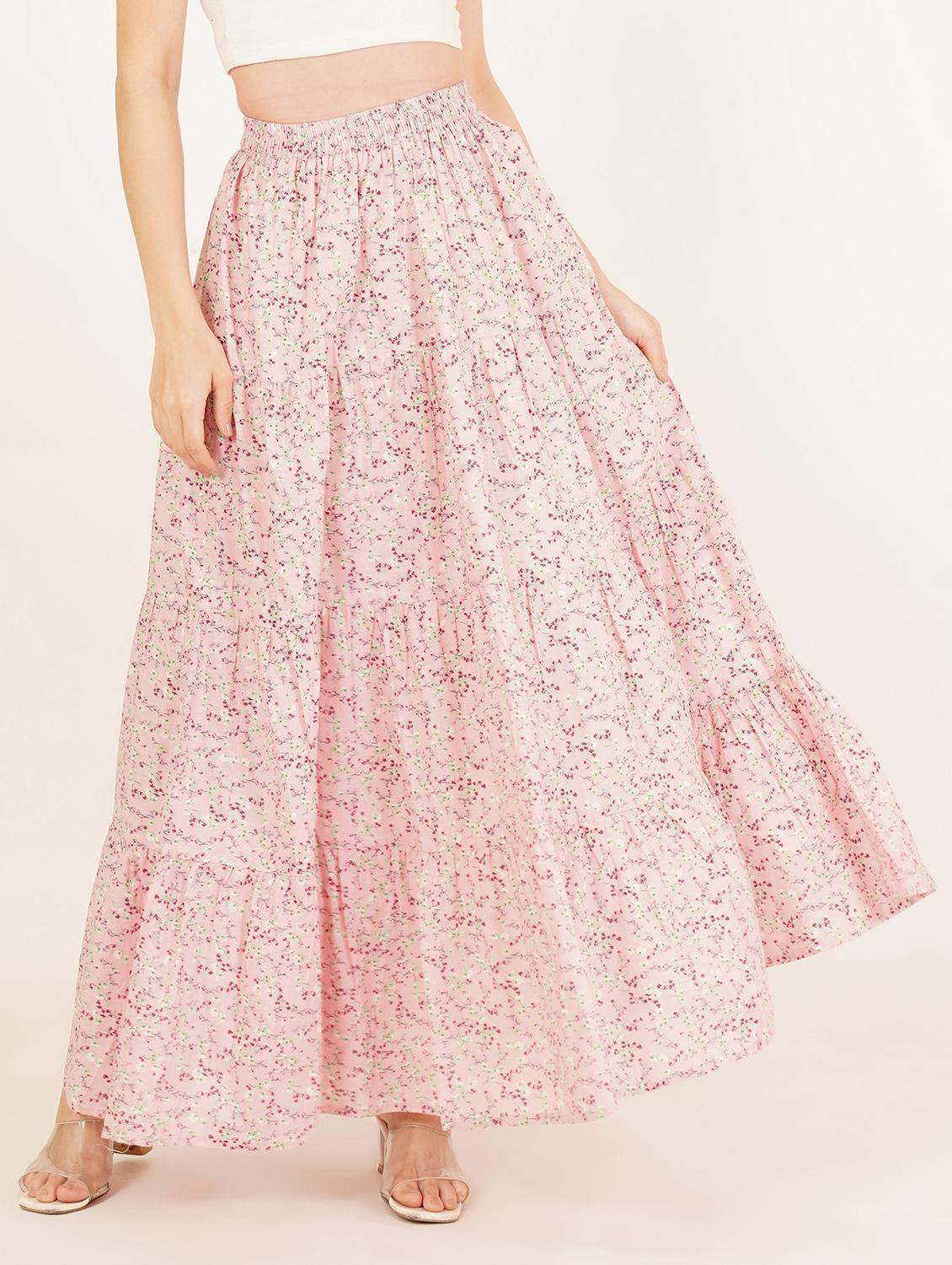 womenfloral print high rise tiered skirt - 22069698 - Standard Image - 3