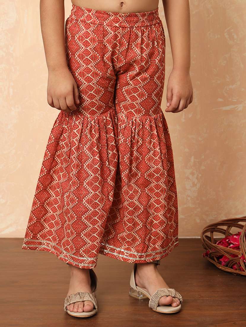 girls printed bell sleeve kurta and sharara set  - 22069765 -  Standard Image - 5