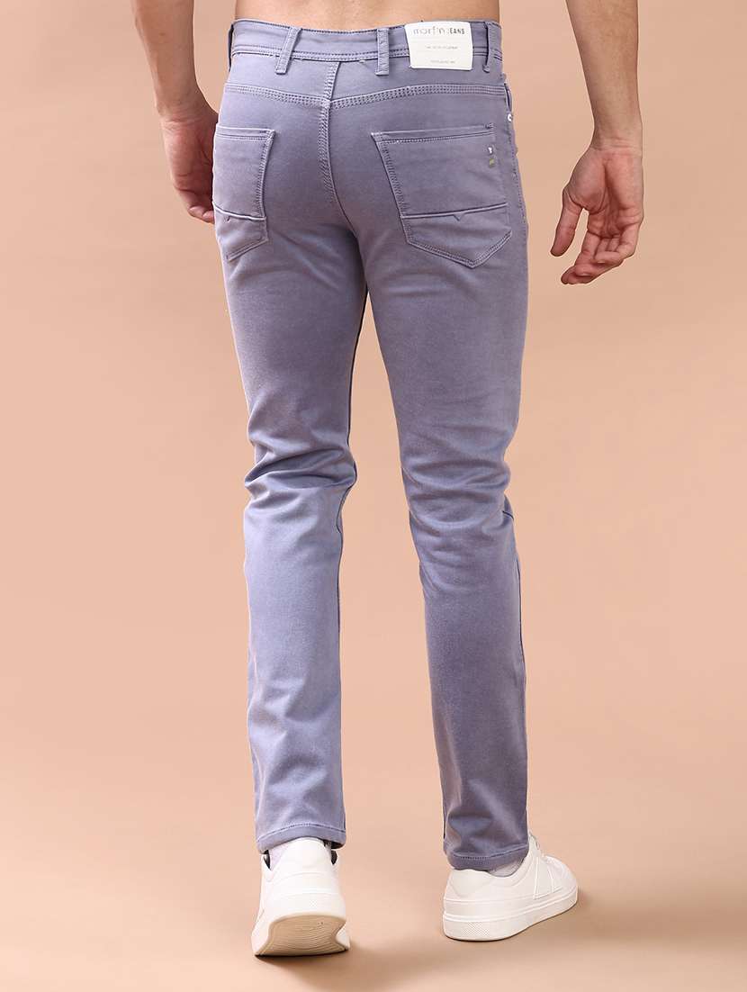 men plain mid rise full length slim fit jeans - 22069807 -  Standard Image - 3