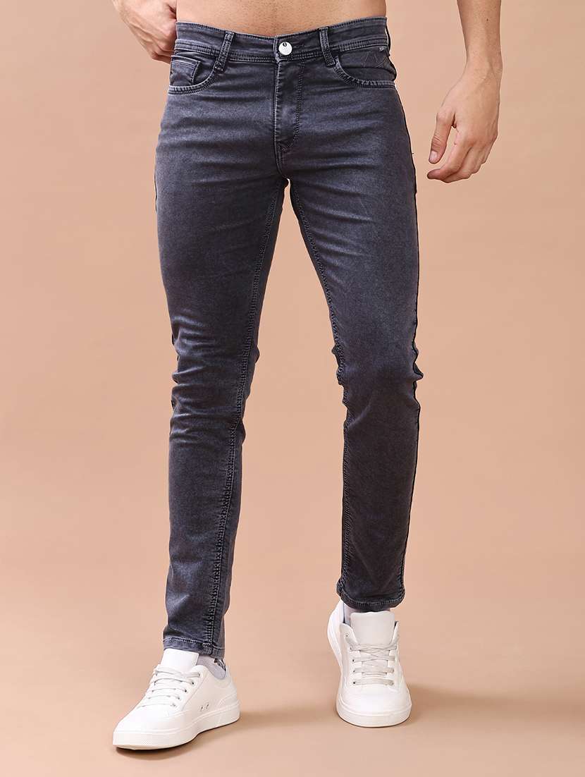 men plain mid rise full length slim fit jeans - 22069855 -  Zoom Image - 0