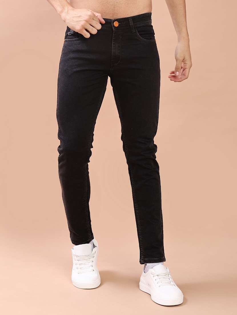 men plain mid rise full length slim fit jeans - 22069858 -  Zoom Image - 0