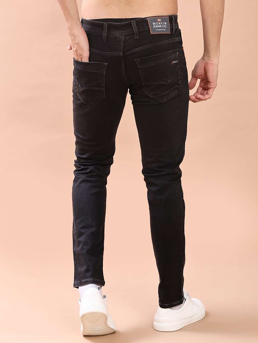 men plain mid rise full length slim fit jeans - 22069858 -  Standard Image - 3