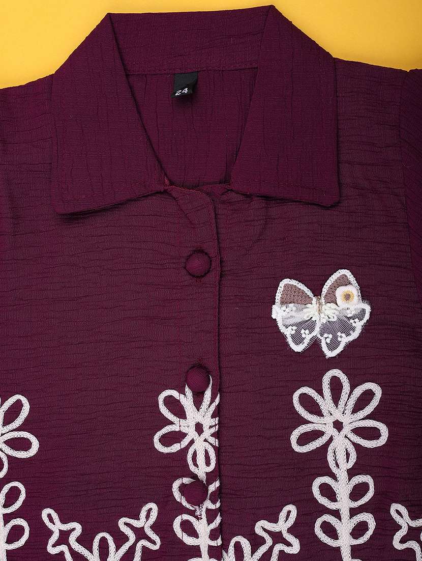 girls solid with work puff sleeve top - 22070108 -  Standard Image - 3