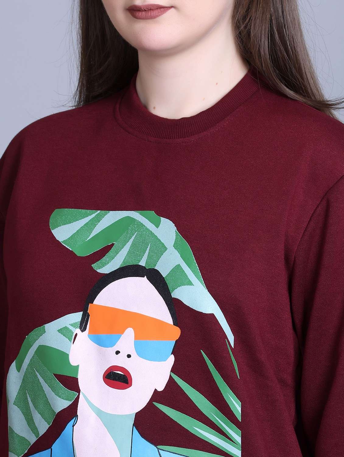 women printed long sleeve round neck sweatshirt - 22070260 -  Standard Image - 3