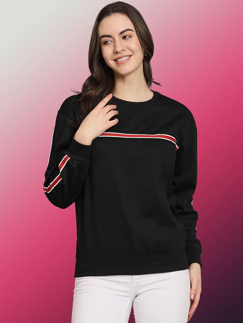 women tapered long sleeve round neck sweatshirt